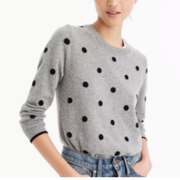 J. Crew Everyday Cashmere Polka Dot Knit Pullover Sweater S - Picture 1 of 10
